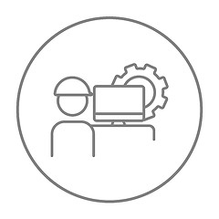 Image showing Computerized production line icon.