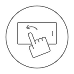 Image showing Finger touching smartphone line icon.