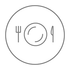 Image showing Plate with cutlery line icon.