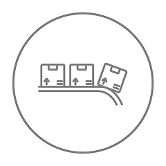 Image showing Conveyor belt for parcels line icon.