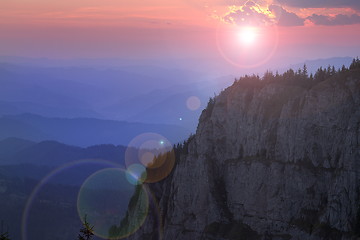 Image showing beautiful sunset over the mountain