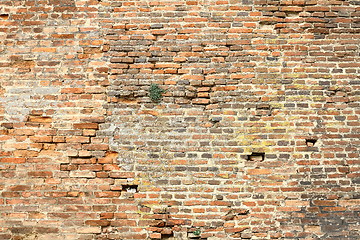 Image showing old damaged exterior brick wall