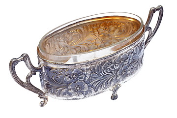 Image showing ancient metallic pot over white