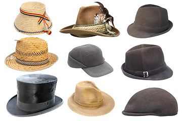 Image showing collection of isolated old hats