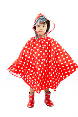 Image showing Chinese Little Girl Wearing raincoat and Boots