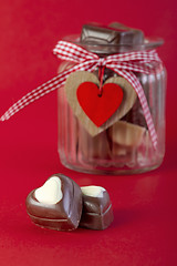 Image showing Chocolates in a jar. Valentines day concept