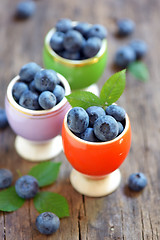 Image showing Fresh Blueberries on wooden table