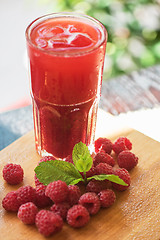 Image showing fruit drink with raspberries