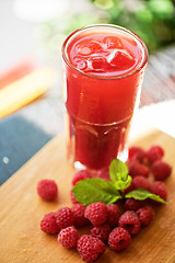 Image showing fruit drink with raspberries