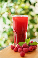 Image showing fruit drink with raspberries