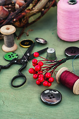 Image showing Tools and accessories for needlework.