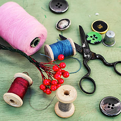 Image showing Tools and accessories for needlework.