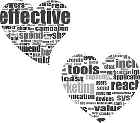 Image showing vector Social media love concept in word tag cloud of think bubble