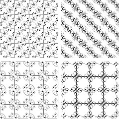 Image showing Vector Geometric Seamless Patterns Set. Monochrome Textures on white