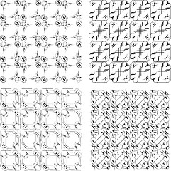 Image showing Set of black and white geometric seamless patterns. Vector backgrounds collection.