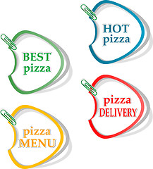 Image showing Best pizza, hot pizza delivery stickers. vector illustration