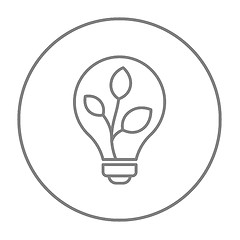 Image showing Lightbulb and plant inside line icon.