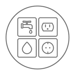 Image showing Utilities signs electricity and water line icon.