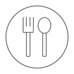 Image showing Spoon and fork line icon.