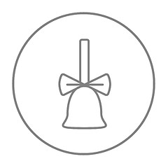 Image showing School bell with ribbon line icon.