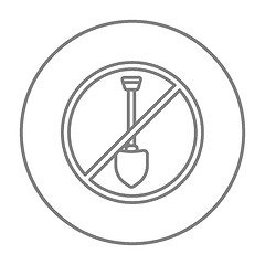 Image showing Shovel forbidden sign line icon.