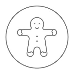 Image showing Gingerbread man line icon.