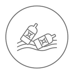 Image showing Bottles floating in water line icon.