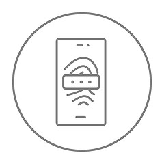 Image showing Mobile phone scanning fingerprint line icon.