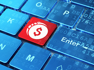 Image showing Banking concept: Dollar Coin on computer keyboard background