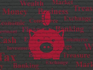 Image showing Money concept: Money Box With Coin on wall background