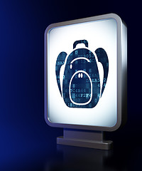 Image showing Tourism concept: Backpack on billboard background