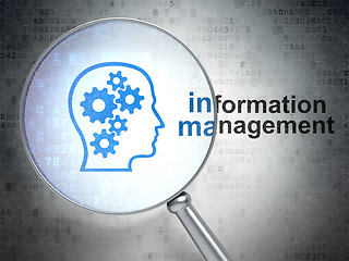 Image showing Information concept: Head With Gears and Information Management with optical glass