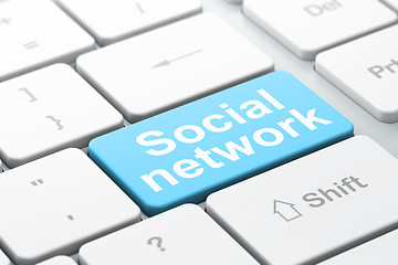 Image showing Social media concept: Social Network on computer keyboard background