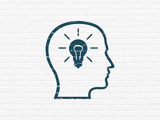 Image showing Data concept: Head With Lightbulb on wall background