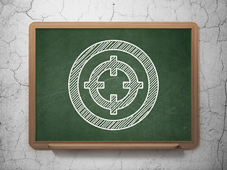 Image showing Business concept: Target on chalkboard background