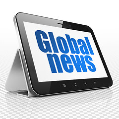 Image showing News concept: Tablet Computer with Global News on display