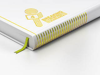 Image showing News concept: closed book, Breaking News And Microphone on white background