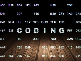 Image showing Programming concept: Coding in grunge dark room