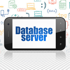 Image showing Software concept: Smartphone with Database Server on display
