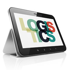 Image showing Business concept: Tablet Computer with Logistics on  display