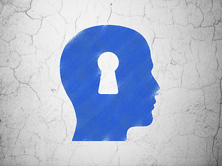 Image showing Data concept: Head With Keyhole on wall background