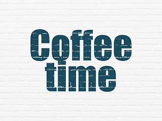 Image showing Timeline concept: Coffee Time on wall background