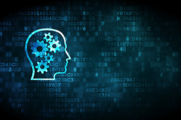 Image showing Learning concept: Head With Gears on digital background