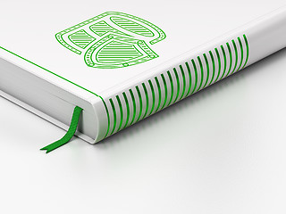 Image showing Software concept: closed book, Database With Shield on white background