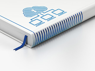 Image showing Privacy concept: closed book, Cloud Network on white background