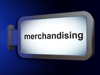 Image showing Advertising concept: Merchandising on billboard background