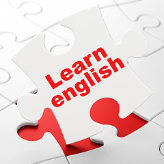 Image showing Education concept: Learn English on puzzle background