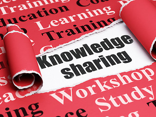 Image showing Learning concept: black text Knowledge Sharing under the piece of  torn paper