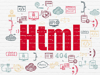 Image showing Software concept: Html on wall background