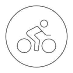 Image showing Man riding a bike line icon.